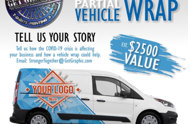 Get Graphic & Arlon have teamed up to give away a FREE partial vehicle wrap, (est. $2500 value) to two (2) businesses in need
